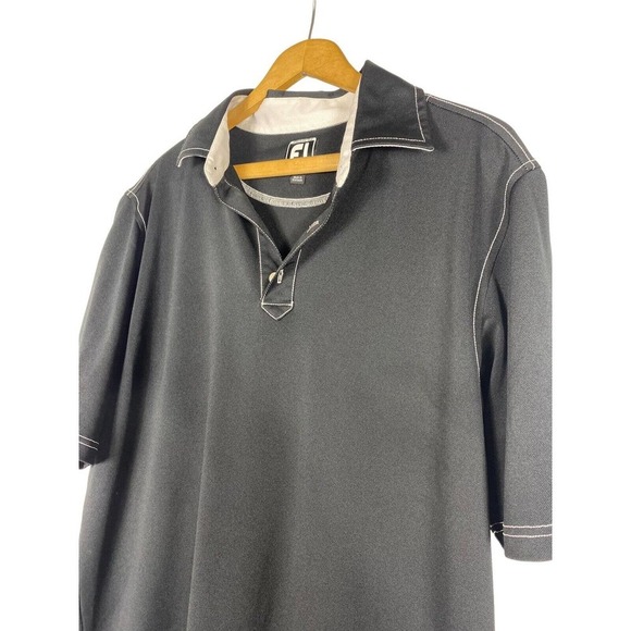 Footjoy Large Polo Shirt Black Textured Belmar Golf Club Norman Oklahoma Mens - Picture 5 of 8